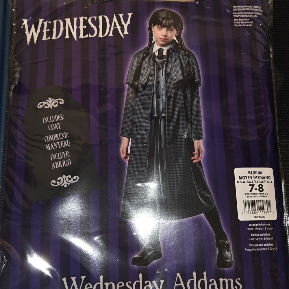 Wednesday TV Series: Wednesday Addams Costume Coat for Kids, Girl's Medium 7-8